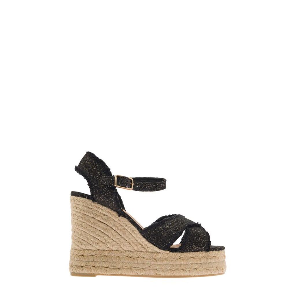 Castañer Women Beige Wedge Sandals In Canvas Woman